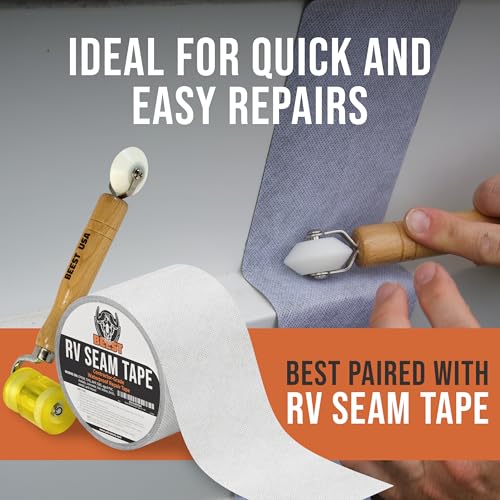 BEEST RV Roof Repair Kit Includes: Roof Coating 5G, EPDM Primer 1G, RV Cleaner 32 Oz, Non-Sag Lap sealant, Self-Leveling Lap Sealant, Seam Roller, Seam Tape & Gloves| Repair & Maintenance Bundle - style: 5G-RV-Roof Kit