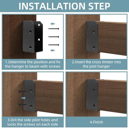 Deck Railing Brackets Connectors, 2x4 Brackets (Actual 1.5"x3.5") for Fence Railing Handrail Stair Wood Lumber Post with Screws, Black (Parallel,12 Pcs)