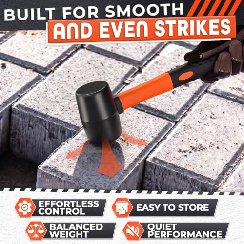 Rubber Mallet Hammer 8 Oz, Soft Face Non-Marring Head (Orange) - color: Orange