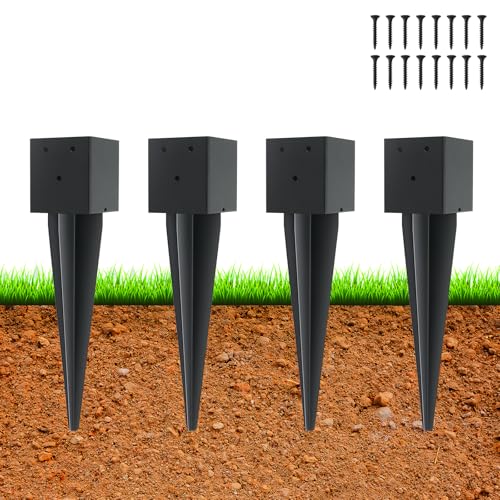 4 Pcs 16 Inch 4"x4" Fence Post Anchor Ground Spike(Internal 3.6"x3.6") - size: 4 Pcs, style: 4"x 4"