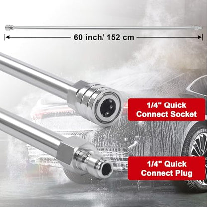 120" Pressure Washer Extension Wand with 5 Nozzle Tips, 4000 PSI - color: Silver-white