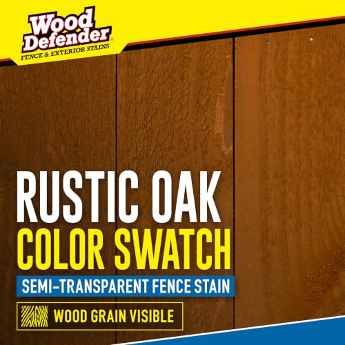 Wood Defender Semi-Transparent Fence Stain and Seal, Rustic Oak, 5-Gallon - color: Rustic Oak, size: 5 Gallon