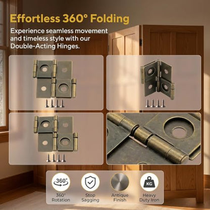 8-Pack 360° Retro Double Acting Hinges – Antique Brass Folding Screen - color: Bronze