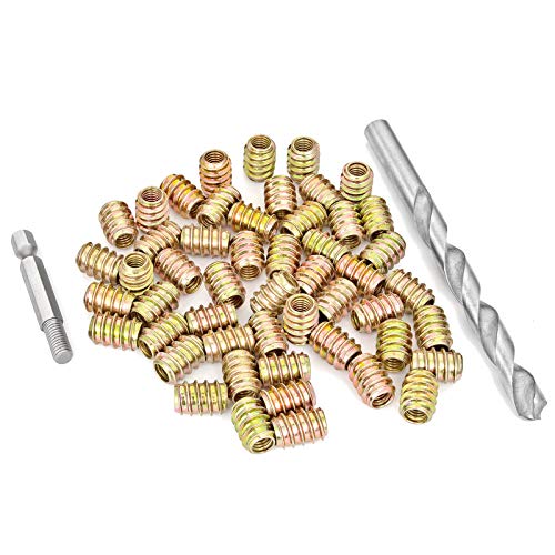 80Pcs M6x15mm-H Flushed Nut Inserts Wood Threaded Fastener for Furniture