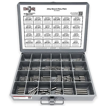 Plain Finish Hardened Alloy Dowel Pins Assortment - 293 PCS