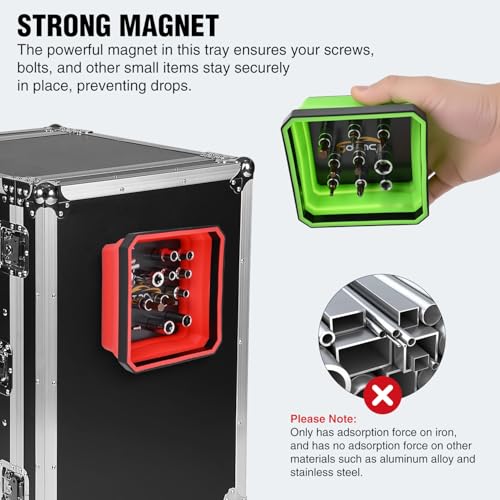 GOOACC 3Pcs Square Collapsible Magnetic Parts Tray Set Red Blue Green - color: Red/Blue/Green