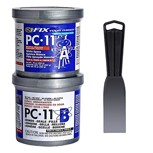 PC Products PC-11 Epoxy Adhesive Paste Kit with Applicator, Two-Part Marine Grade, 1lb in Two Cans, Off White - size: 1 lb Kit