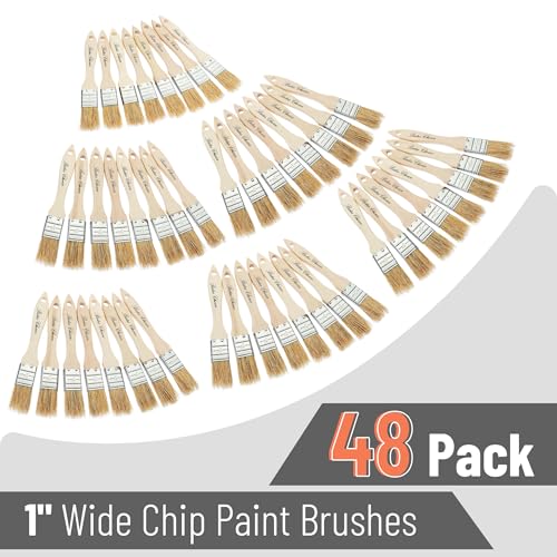 Bates- Chip Paint Brushes, 1-Inch, 48 Pack, Chip Brush, Brushes for Painting, Paint Brushes, Stain Brushes for Wood, Natural Bristle Paint Brush, 1 Inch Paint Brush, Chip Paint Brushes for Paint - size: 1 Inch, 48 Pack