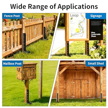 Fence Post Repair Kit, H-Shaped Anchor Spike for Tilted Wood Post
