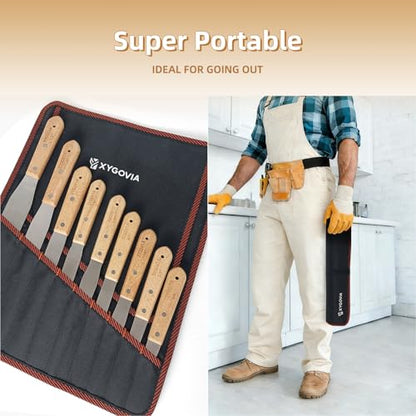 7-Piece Professional Caulking Spatula Set with Wooden Handle - color: 7PCS