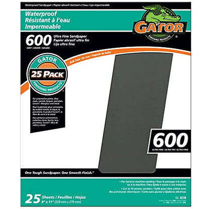 Gator 9" x 11" Waterproof Sanding Sheets, 600 Grit, 25 Pack - size: 600 Grit