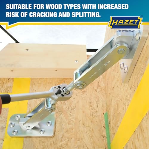 HAZET Beam and Panel Pulling Tool 1774-2, Forged for Heavy Duty, Suitable for Clamping and Pulling Timber, Ergonomic Reversible Ratchet, Incl. 2 Aluminum Plates, Clamping Travel 4.53 In - style: With plates