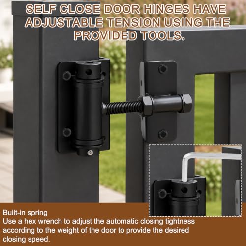 NQEUEPN 2pcs Heavy Duty Self Closing Gate Hinges with Adjustable Tension