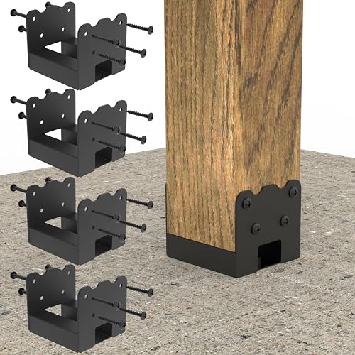 Eurydice 4x4 Deck Post Base Anchor Brackets Inner 3.6"x3.6",4PC Heavy Duty - size: 4 IN-4PC