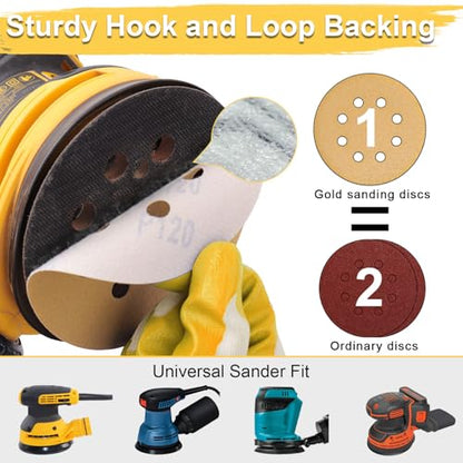 5 Inch 8-Hole Hook and Loop Sanding Discs 800 Grit, 100 PCS