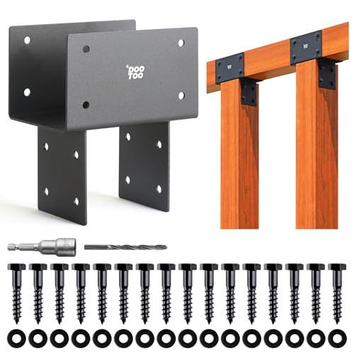 Stainless Steel Pergola Brackets, 4x4(Actual 3.5"x3.5") Post to Beam Bracket, Heavy Duty Post Cap Tie Bracket for Gazebos, Decks and Porches(2pcs-Black) - size: 4x4 (Actual 3.5"x3.5")
