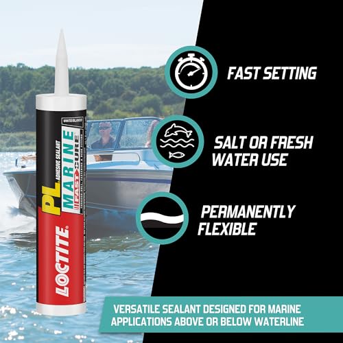 Loctite PL Marine Fast Cure Adhesive Sealants, Waterproof Construction Glue for Fiberglass, Vinyl, Glass & More - 3 fl oz Cartridge, Pack of 12 - size: 12 Pack, style: 3 Ounce Squeeze Tube