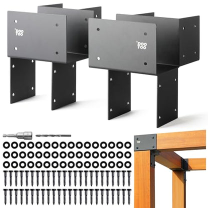 Stainless Steel Pergola Brackets, 6x6(Actual 5.5") Corner Post to Beam Bracket, Heavy Duty Post Cap Tie Bracket for Gazebos, Decks and Porches(4pcs-Black) - size: Corner 6"x6"(Actual 5.5"x5.5")