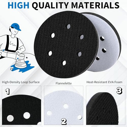 6 Inch 6 Holes Foam Sanding Pads 2Pcs Interface Pad - size: 150mm