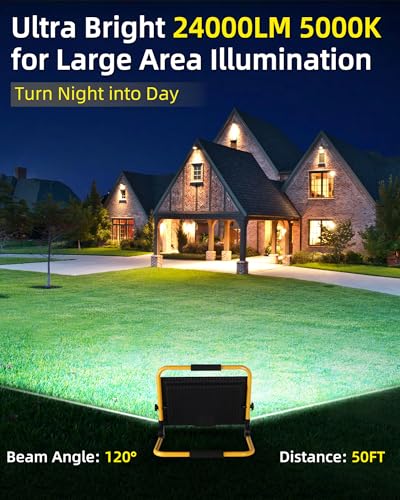 24000LM Work Light with 16FT Cord & Switch, IP66 for Construction Job Site - size: 200W-1P