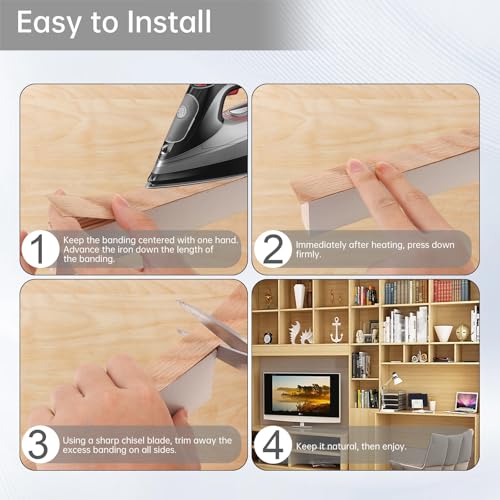 3/4 inch X 50 ft Wood Veneer Edge Banding White Oak Pre-glued Real Wood Veneer Edging Iron-on for Cabinet Repair Furniture Restoration - size: 3/4 inch * 50 ft (1.9 cm * 15M)