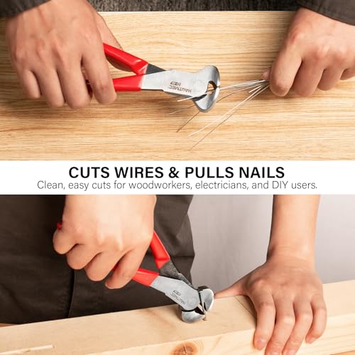 HAUTMEC 7 Inch Nail Puller Pliers Tool, CR-Ni Steel End Cutting Pliers with Non-Slip Grip, Nail Remover Tool with Polished Finish, End Cutting Nippers Tool for Pulling Nails and Wires HT0158-CP - color: 7" Nail Puller Pliers