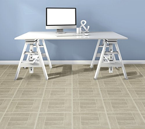 Tivoli Self Adhesive Vinyl Floor Tiles, 45 Tiles, 12 x 12 in, Peel & Stick - color: Saddlewood