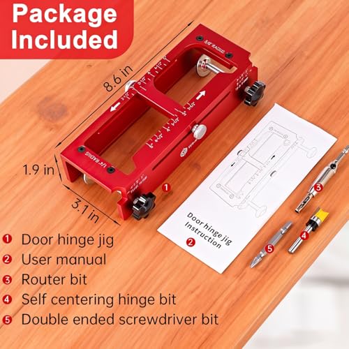 Door Hinge Jig Mortise Template Kit for 2.5-5 Inch Hinges