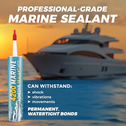 [Crystal Clear] 4200 Marine Sealant Clear - UV-Resistant Waterproof Adhesive for Boats, Windows, Glass & Marine Applications Eco-Friendly, Low Odor (10.5 Oz Tube) - color: Crystal Clear