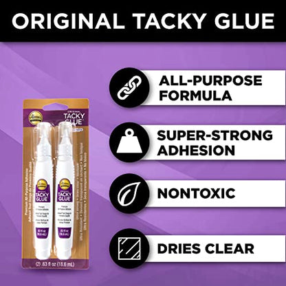 Aleene's Original Tacky Glue Pen, Precision Tip Application, All Purpose Adhesive, Perfect for Crafts and DIY Projects, Dries Fast and Clear, .63 fl oz 2-Pack