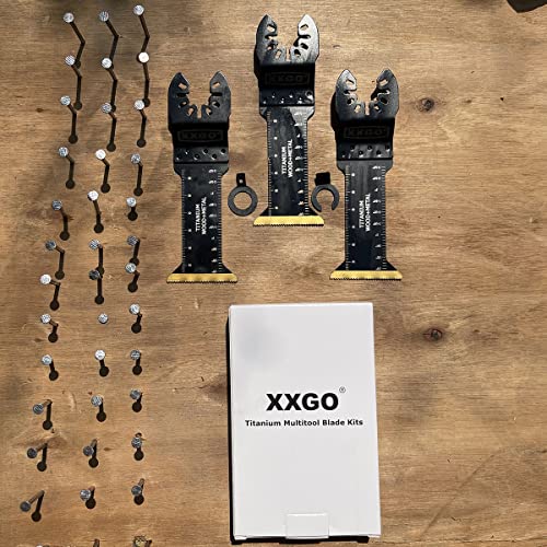 XXGO 3 Pcs Extra Long Metal Cutting Titanium Oscillating Multitool Blade - size: Titanium Multi Tool Metal Blades - 3 Pcs