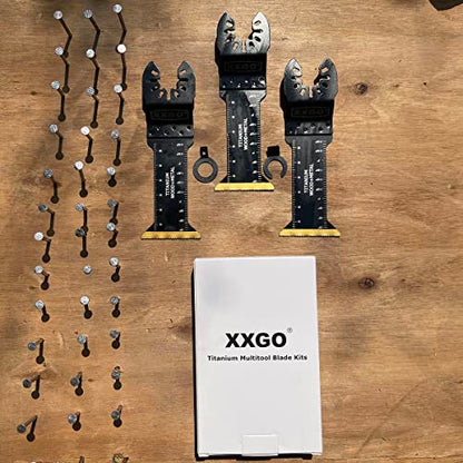XXGO 3 Pcs Extra Long Metal Cutting Titanium Oscillating Multitool Blade - size: Titanium Multi Tool Metal Blades - 3 Pcs