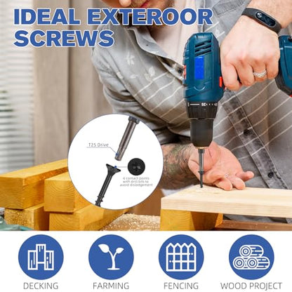 WELLOCKS #8 x 2 in Black Deck Screws, 5.2 lbs with T25 Bit - size: #8×2", style: 5.2LBS Black