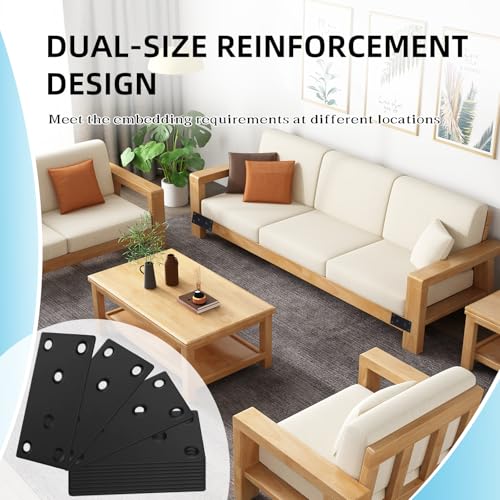 8Pcs Black Mending Plate - 3.15"x1.57", Stainless Steel Flat Metal Brackets Straight Metal Plate Wood Connector Brackets Fixing Brace Joining Plates for Furniture Shelves Fasteners - size: 3.15"x1.57"