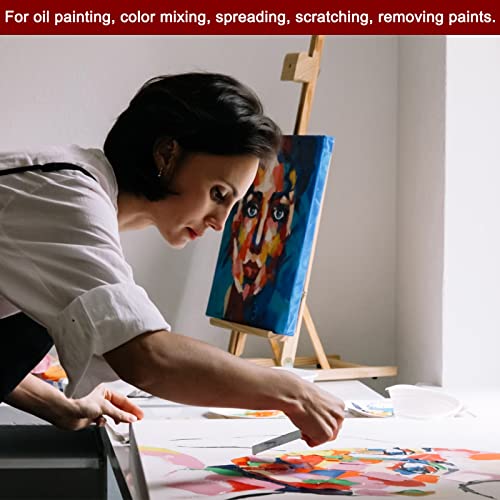 HARFINGTON 4pcs No.1 Palette Knives 16mm Width Stainless Steel Flat Spatula Painting Pallet Knife with Wood Handle for Oil Acrylic Canvas Mixing Spreading