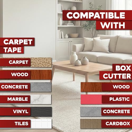 XFasten Double-Sided Carpet Tape for Area Rugs, 2 Inch x 30 Yards (90 Ft) w/Mini Cutter, Heavy Duty Grippy Residue-Free Silicone Adhesive Keeps Rugs in Place on Hardwood, Laminate and Tile Floors - size: 2-inch x 30 yards- w/Mini Cutter (90ft )
