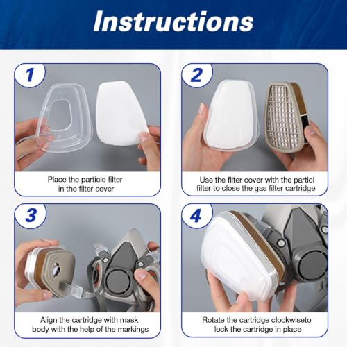 Half Face Respirator Mask with Goggles, Replaceable Filter
