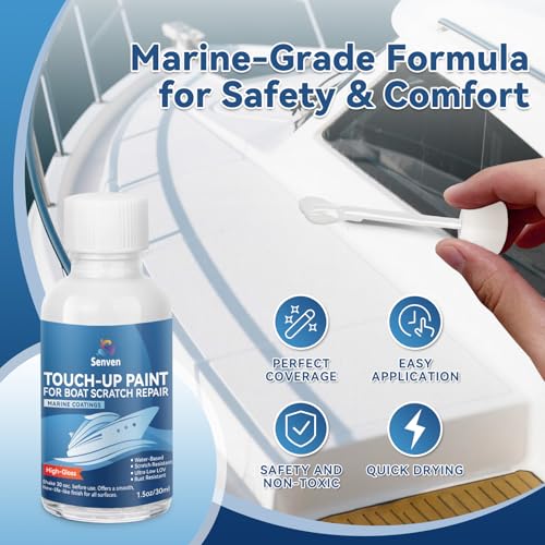 SENVEN Boat Paint Touch Up Pen High-Gloss Boat Scratch Repair Marine Topside Bottom Enamel Marine Repair for Boats, Wood, Fiberglass, Aluminum, Metals Black White 30ml - color: White01