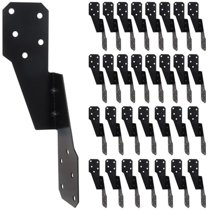 30 Pack Heavy Duty Hurricane Ties with Black Powder-Coated, Hurricane Straps Trusses/Rafters Ties Brackets Joist Hangers for Wood, Shed, Roof - style: Black
