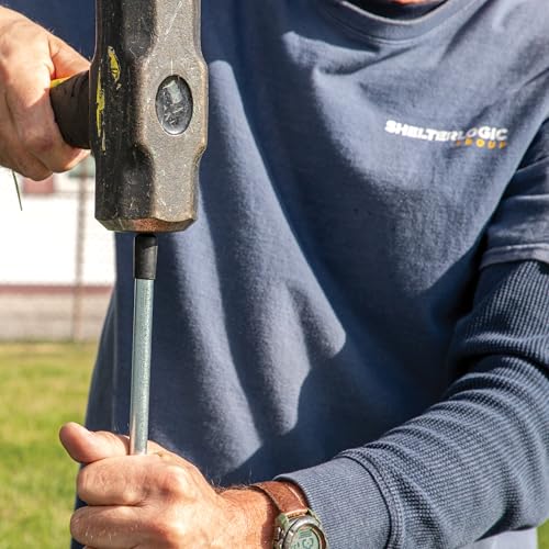 ShelterLogic 4-Piece Easy Hook Anchor Kit with 4 Cable Clamps and Driving Rod, 42-Inch,Silver