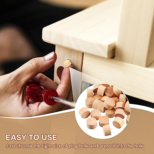 200-Piece 1/2 Inch Wooden Button Plugs - Flat Head Screw Hole Plugs - size: 1/2 Inch