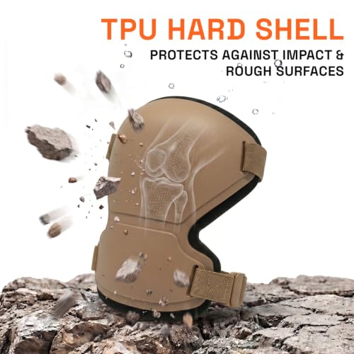 GRITR Knee Pads - Heavy Duty Knee Protectors, Improved, FDE - color: Flat Dark Earth