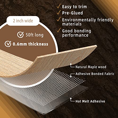 GSCIT Club Maple Edge Banding, 2 inch x 50ft roll of Veneer Edge Banding Preglued Flexible, Real Wood Tape Banding - color: Maple, size: 2"x 50ft