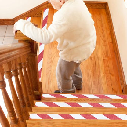 BOMEI PACK Anti Slip Traction Tape,2 Inch x 16.5 Ft,Heavy Duty Non Slip Tape,Grip Tape for Stairs, Tread Step, Indoor & Outdoor Use,Waterproof Stairs Non Skid Treads (Red & White) - color: Red & White