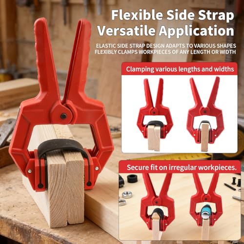 Heavy Duty Edge Band Spring Clamp Set of 8Pcs for Woodworking Strap Clamps Bandy Miter Home Improvement Grip Edge Hand Tools,Shelving,Cabinet,Plywood,Molding,Trim,Pool
