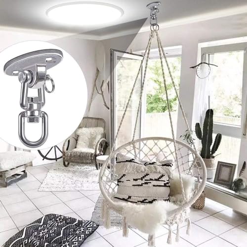 SELEWARE Ceiling Swing Mount Stainless Steel Swing Hangers Swing Hook 4 Pcs - color: Silver - 360° Swing Hanger ( 4 Pack )