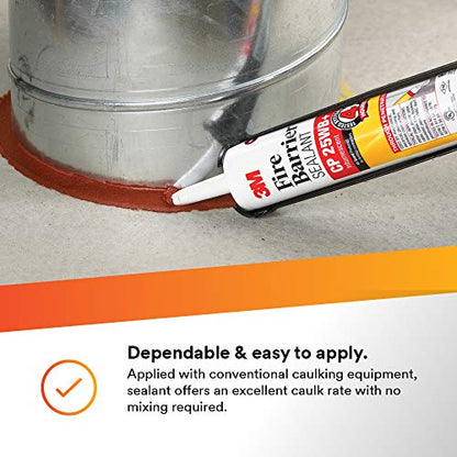 3M Fire Barrier Sealant CP 25WB+ - for Commercial, Industrial and Residential Applications - Cartridge, 10.1 fluid ounces - Red- Pack of 12 - size: Unit (Pack of 12)