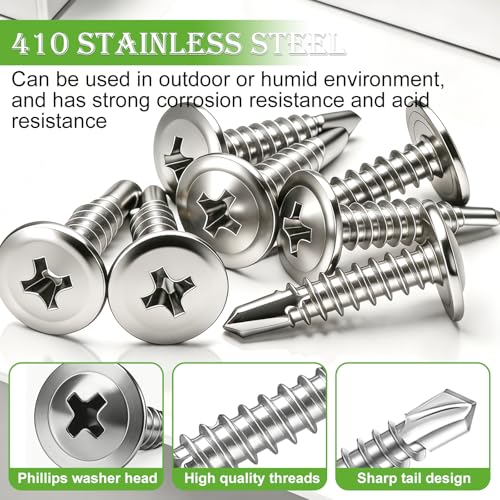 mxuteuk 230PCS #8 Self Tapping Screws,410 Stainless Steel - size: SV 230PCS #8 Kit
