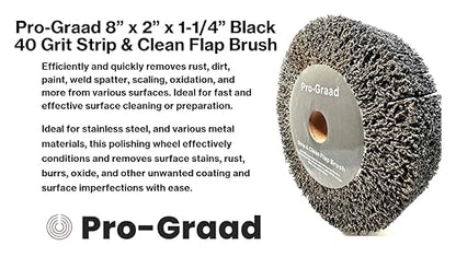 8" x 2" Black 40 Grit Strip & Clean Non-Woven Flap Brush Wheel - style: 8" x 2" x 1-1/4" Black