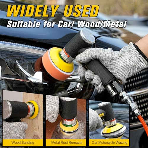 SI FANG 1'' 2'' 3'' Mini Random Orbital Air Sander Kit, Pneumatic Polisher - style: 1"2"3" Buffer&Sander Kit